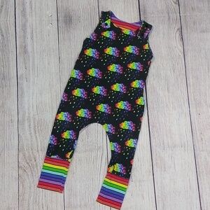 Custom Made ADJUSTABLE Grow-With-Me Infant Toddler Romper 6m-4+y Geometric Rain